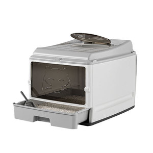 Cajón de arena para gatos de doble puerta completamente cerrado de gran tamaño, eliminación de residuos de mascotas ecológica, sin preocupaciones, a prueba de olores, fugas laterales - Product Image 1