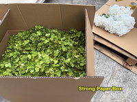 5 Branches de fleurs artificielles d'hortensia blanches de 48 cm de longueur avec feuilles pour la décoration d'événements, de fêtes, de mariages et de locations.