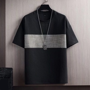 T-Shirt a maniche corte da uomo estiva a <span class=keywords><strong>mezza</strong></span> <span class=keywords><strong>manica</strong></span> Top in cotone di seta di ghiaccio vestiti di lino tinta unita <span class=keywords><strong>camicia</strong></span> <span class=keywords><strong>bianca</strong></span> da uomo - Product Image 4