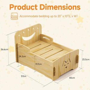 Cama de Madera para Gatos - Cama Interior para Mascotas, para Gatos, Perros, Conejos, Gatitos y Animales Pequeños, Antimicrobiana y Transpirable, Fácil de Montar - Product Image 3