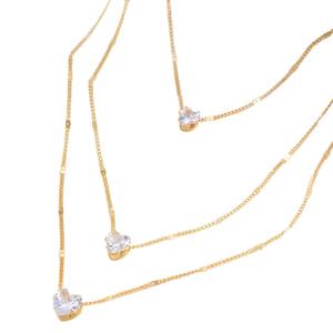 Collar con Colgante de Corazón con Bisel Chapado en Oro para Mujer, Cadena Minimalista, Uso Diario, Cristal - Product Image 1