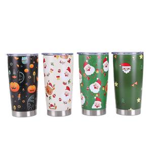 Tasse à bière sous vide de Noël en acier inoxydable de 20oz motif de personnalité imprimé en 3D transfrontalier avec couvercle bouteille d'eau - Product Image 5