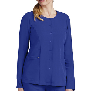 Uniformi da ospedale per donna Ceil Blue Warm up Scrub giacche Button up manica lunga infermieri Scrub per ospedale cotone poliestere - Product Image 6