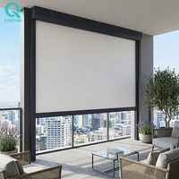 Stores enrouleurs semi-transparents QINGYING pour balcon extérieur, imperméables, coupe-vent, occultants, avec télécommande