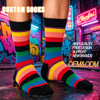 Calcetines de Hombre al por Mayor, Calcetines con Logotipo Personalizado, Promoción de Marca, Calcetines a Rayas de Arcoíris para Hombre