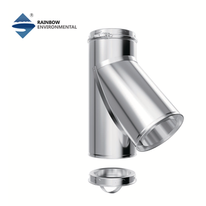 Raccordo a T in Acciaio Inox a Doppia Parete con Angolo di 135 Gradi e Tappo di Pulizia, Diametro 6 Pollici, con Garanzia di 5 Anni - Product Image 2