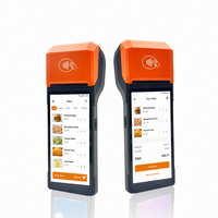 Terminal POS Genggam Android 14 GMS Mesin POS Mobile 5.5 Inci NFC WiFi 3GB 32GB Android Pos dengan Printer