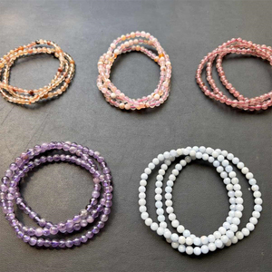 Nouveaux produits, bracelet en pierres naturelles <span class=keywords><strong>Angelite</strong></span> Energy Crystal, matériaux mixtes, 4 mm, pour ornement - Product Image 2