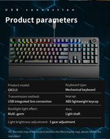 Clavier de jeu mécanique filaire USB Type-C G-NET GK515 à 104 touches avec rétroéclairage RVB programmable, ambidextre, pour utilisation sur tablette