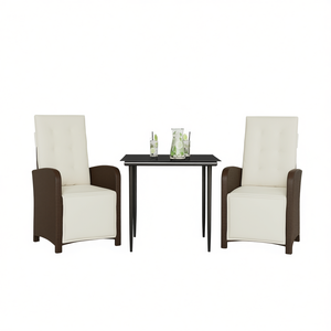 Conjunto de Bistro de Ratán Sintético para Exteriores con Cojines, Muebles de Jardín de 2 Plazas, Diseño Contemporáneo - Product Image 1