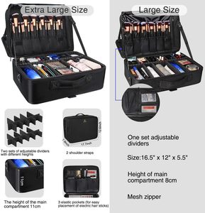 For Professional <b>Makeup</b> Artist PVC Zipper Cosmetic Bags & <b>Cases</b> Organizer Travel <b>Case</b> with Adjustable Dividers - Product Image 3