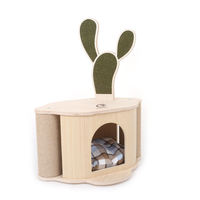 Maison pour chat OEM écologique, style condo créatif avec sisal, bois et matériau PC, jouets interactifs et d'activités pour animaux de compagnie d'intérieur, griffoir