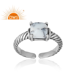 Attractive Dendrite Gemstone Ring Pure Indian 925 Sterling Silver <b>Adjustable</b> Band Ring Jewelry Manufacturer - Product Image 2