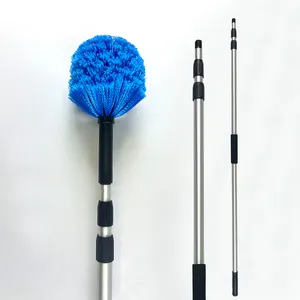 Qiyun Indoor long reach round professional cobweb duster brush with extension pole for high ceiling spider web cleaning