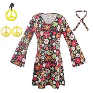Halloween retrò anni '60 anni '70 <span class=keywords><strong>Costume</strong></span> da discoteca Hippie donne con segno di pace accessori YTHC-009 - Product Image 2