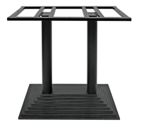 Base de table de restaurant commerciale moderne en fer, avec plaque de support carrée, double colonne, revêtement en cuir écologique, stable