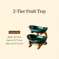 2-laags bamboe standaard PP fruit schaal set dubbele laag fruit serveerschaal voor thuis keuken aanrecht snack snoep presentatie