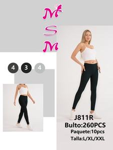 Leggings Yoga J811R a Vita Alta, Elasticizzati in Quattro Direzioni, in Spandex e Poliestere, con Stampa a Lettere e Elastico sulla Gamba Sinistra - Product Image 3