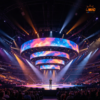 Écran LED circulaire géant flexible à louer pour mur vidéo suspendu, idéal pour la configuration visuelle des concerts, des arènes et des scènes