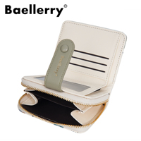Dompet Wanita Baellerry Model Pendek Gaya Internasional dengan Ritsleting Beruang, Kantong Koin, dan Lapisan Poliester