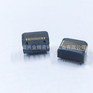 Connecteur femelle étanche Type C 16 broches à souder sur carte, diamètre 7,4 mm, tout plastique, USB 3.2 - Product Image 1