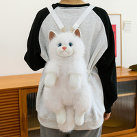 Nouvel Arrivage Sac à Dos en Peluche Chat de 55 cm de Haute Qualité, Sac à Dos en Forme de Chat Réaliste, Sac à Dos Animal en Peluche pour Filles