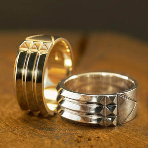 Anillos de Boda de Acero Inoxidable con Certificación IGI, con Zirconia como Piedra Principal, Claridad SI, Chapados en Rodio - Product Image 1