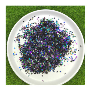 Brillo Holográfico Negro Iridiscente con Efecto Cambiante, Estrella de 4 Puntas - Product Image 1