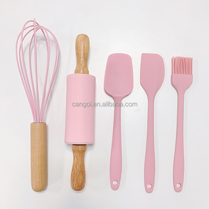 Ensemble de gadgets de cuisine sans BPA Mini Spatule Rouleau à pâtisserie Fouet Brosse à badigeonner Outils de cuisine en silicone Ensemble d'ustensiles pour enfants - Product Image 4