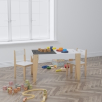 Meubles d'activités pour enfants modernes, table et chaises de jeu et d'étude multifonctionnelles en bois pour enfants avec tableau noir et tableau blanc