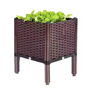 Pot de fleurs <span class=keywords><strong>en</strong></span> plastique pour toit, bac de plantation de légumes familial, <span class=keywords><strong>jardinière</strong></span> de balcon extérieur, <span class=keywords><strong>jardinière</strong></span> <span class=keywords><strong>en</strong></span> <span class=keywords><strong>résine</strong></span> marron - Product Image 1