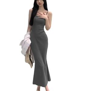 Vestido de tirantes sin mangas con cintura ajustada y espalda descubierta, estilo dulce y picante, para mujer, novedad de verano, efecto adelgazante, diseño de cola de pez, falda cruzada. - Product Image 4