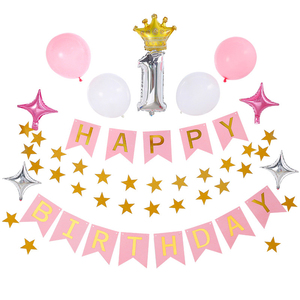 Ensemble de décorations de fête d'anniversaire <span class=keywords><strong>Rose</strong></span> or <span class=keywords><strong>Rose</strong></span> paillettes joyeux anniversaire bannière papier de soie Pom cercle <span class=keywords><strong>guirlande</strong></span> de points - Product Image 4