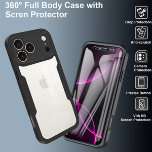 Custodia trasparente protettiva per schermo 360 Full Body per <span class=keywords><strong>iPhone</strong></span> 17 16 15 14 Pro Max / Pro / 17 Air/13 mini XS Max <span class=keywords><strong>XR</strong></span> 8 7 plus <span class=keywords><strong>Cover</strong></span> - Product Image 4