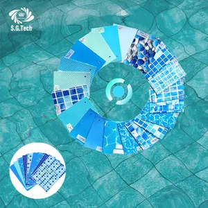 Kolam renang tahan air PVC diperkuat kolam laut biru vinil lantai Liner untuk Kolam renang