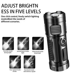 कारखाने की कम कीमत सुपर उज्ज्वल एब्स की अगुवाई वाली टॉर्च सबसे शक्तिशाली वाटरप्रूफ कैंपिंग आउटडोर फ्लैशलाइट - Product Image 4