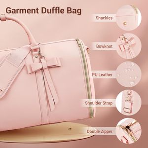 2 in 1 Foldable PU Leather <b>Garment</b> <b>Bag</b> for <b>Travel</b> Suit <b>Travel</b> <b>Bag</b> with Toiletry Pocket Shoes Compartment Shoulder Strap - Product Image 3