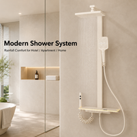 Ensemble de douche mural moderne en aluminium avec affichage LED de la température, mitigeur chaud/froid, 4 fonctions, pour cuisine extérieure