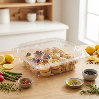 Boîte en plastique transparente PET avec couvercle, de qualité alimentaire, rectangulaire, pour salade de fruits, gâteaux, taille intérieure pour boulangerie, charcuterie, à emporter
