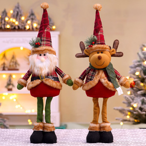 Grande figurine de Noël extensible, Père Noël et bonhomme de neige debout, décoration de Noël - Product Image 5