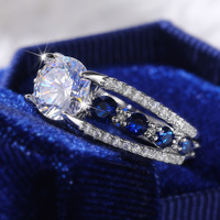 Nouvelle bague Anel en cristal bleu scintillant, zircon irrégulier CZ, micro-pavé, bijoux fins pour femmes, bagues de doigt