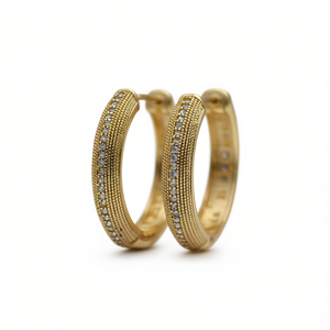 Pendientes de Aro con Diamantes E4166, Clásicos para Mujer, Uso Diario, Corte Brillante Redondo, Color G, Diamantes Naturales - Product Image 1