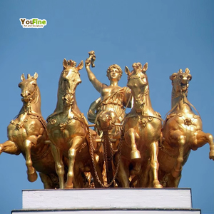 Sculpture en bronze de chariot d'Apollon et d'un licorne avec déesse ailée de la <span class=keywords><strong>victoire</strong></span>, statue de jardin extérieure pour hôtel et villa - Product Image 3