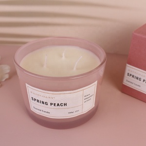 Candele personalizzate RAINCOAST grandi barattoli di candela di <span class=keywords><strong>vetro</strong></span> 3 stoppino candela profumata di lusso con coperchio <span class=keywords><strong>in</strong></span> legno - Product Image 5