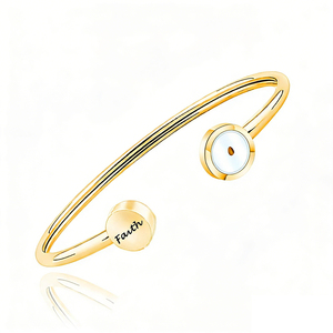 Brazalete Abierto de Acero Inoxidable con Baño de Oro Real y Grabado de Semilla de Mostaza, Joyería de Fe para Mujer, Resistente al Deslustre - Product Image 6