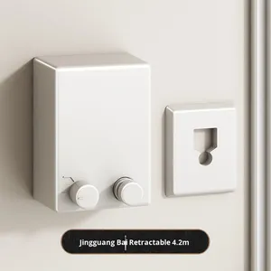 Práctico tendedero <span class=keywords><strong>de</strong></span> <span class=keywords><strong>pared</strong></span> extensible para interiores, diseño retráctil Invisible, gancho <span class=keywords><strong>de</strong></span> acero inoxidable resistente, ajustable y sostenible - Product Image 6