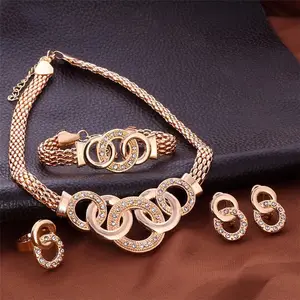 Foreign trade European and American jewelry accessories five ring set necklace earrings bracelet ring four piece set