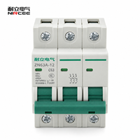 Disjoncteur miniature ZN63A-12 63A 3 pôles Courbe C 400V AC 4500A Rail DIN MCB pour tableaux de distribution d'éclairage industriel