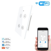 Interrupteur mural tactile intelligent Tuya 2.4G WiFi+RF433, contrôleur de ventilateur de plafond et d'éclairage, contrôle par application Smart Life, programmation de l'horloge