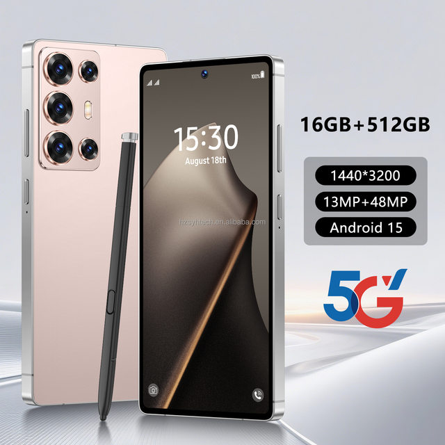 Top Quality S6 Android15 5G Smartphone 16GB RAM 6.8" HD Large Screen with Built-in Stylus Long Battery Life Gaming Cell Phone